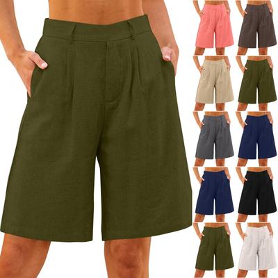 Shorts For Women Knee Length Dressy Wide Leg High Waisted Pull On Womens Linen Pants Summer Casual