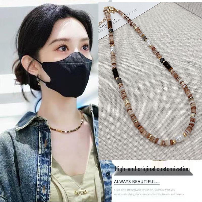 Meng Ziyi Style Natural Stone Pearl Necklace: Women's Retro Light Luxury High-End Clavicle Chain for Spring/Summer