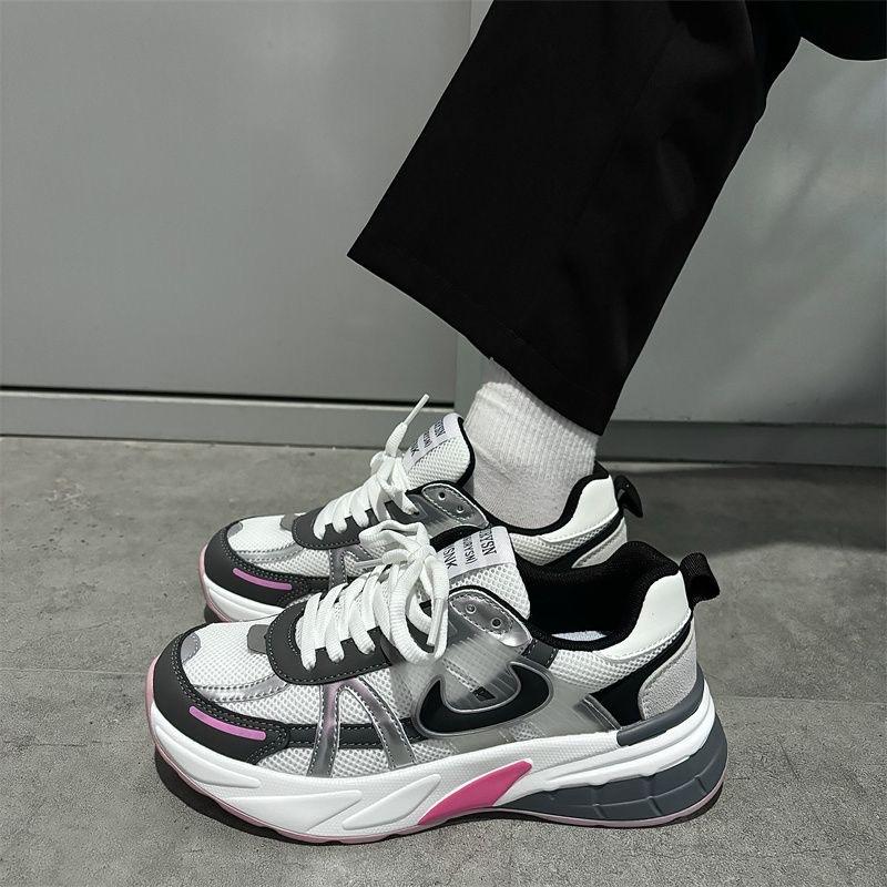 

2025 spring and summer new student casual mesh breathable sports shoes women s Korean version ins trendy versatile retro dad shoes 36