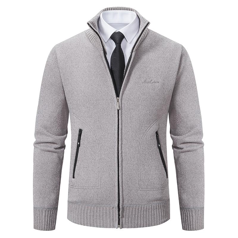2025 Knitwear Spring and Autumn Men's Stand-up Collar Thick Warm Cardigan Sweater Winter Loose Casual Coat