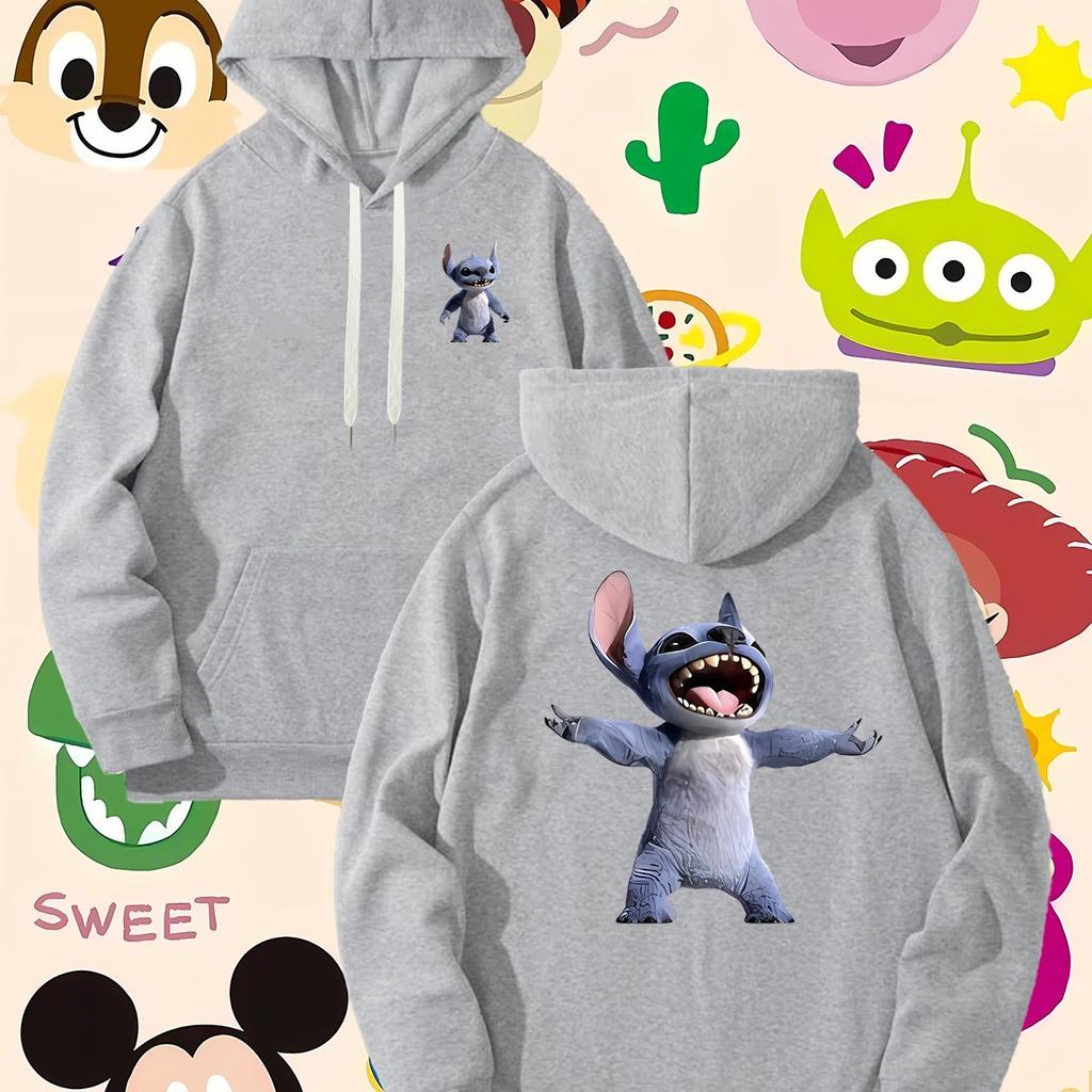 Disney Star Baby Stitch Pattern Men's Hoodie Autumn Winter Casual Oversized Unisex Pullover Sweatshirt Tracksuit Clothing Hoody