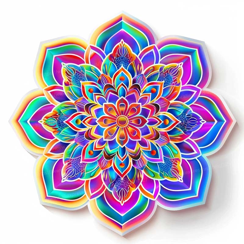 Mandala Néon Créatif Sticker Mural Salle de Bain Salon Décorations d'Arrière-plan Papier Peint Autocollant Décoration de Maison Autocollants M951