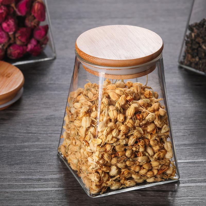 Square Transparent Borosilicate Glass Tea Storage Jar - Multiple Sizes Available