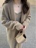 Women's Gray Oversized Knit Sweater Coat: Mid-Length, Over-the-Knee, Autumn/Winter, Thickened Lazy Style.