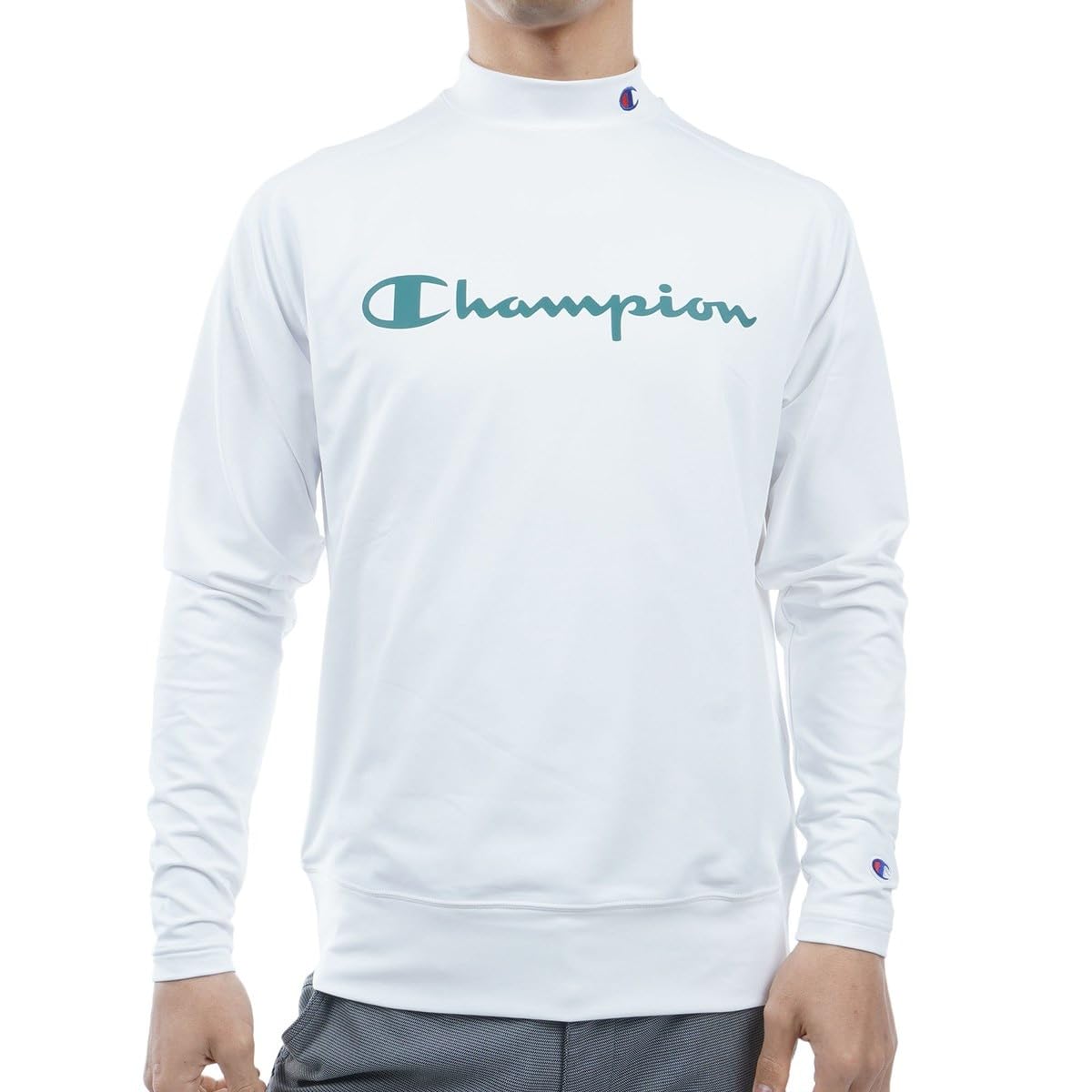 

Champion Golf Long Sleeve Mock Neck Odor UV Script Size Men s T-Shirt, Antibacterial, Resistant, Quick-Drying, Stretch, Protection, Logo, White, XL, белый