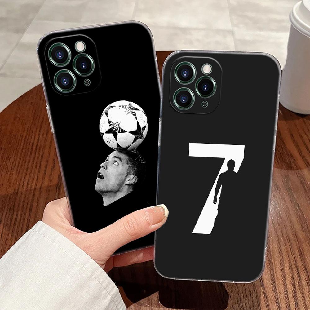 C-R-7 Dark Football Transparent Case For Apple iPhone 18 17 16 15 14 13 12 11 Pro Max 16 Plus 16E 17Air 17Pro Phone Cover Silicone