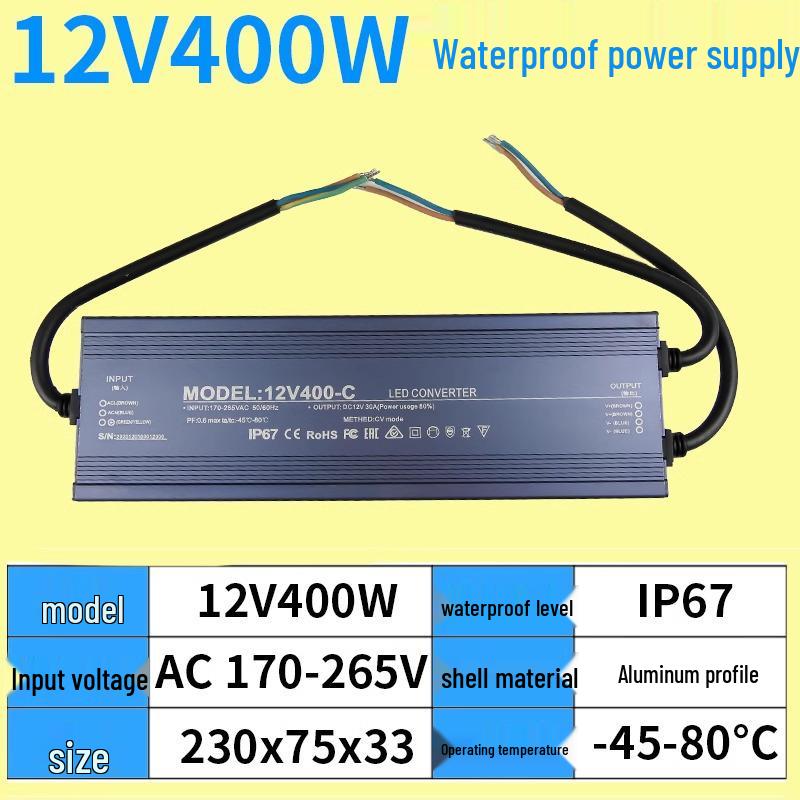 220V to 12V/24V IP67 Waterproof 400W LED Submersible Power Supply Transformer