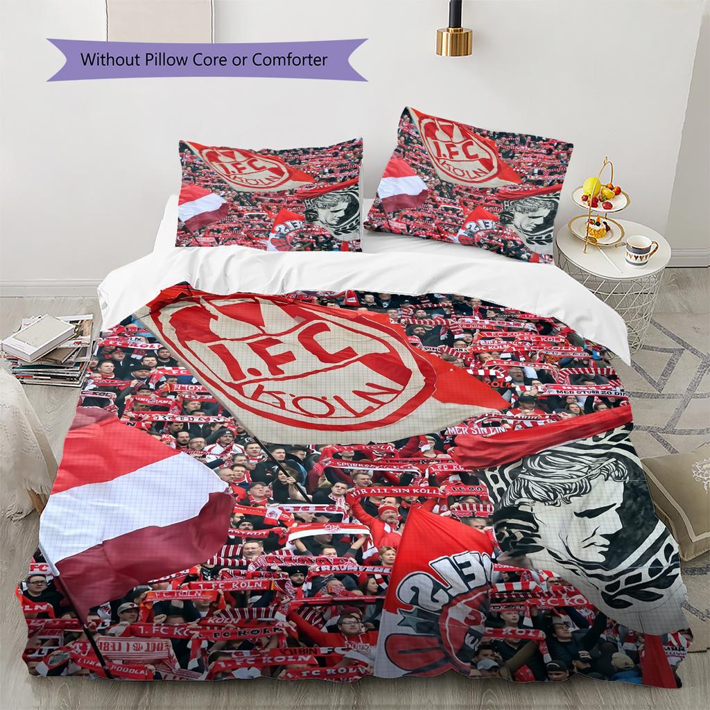 Köln FC Pattern Bedding Home Decoration Birthday Gift (1 * duvet cover + 2 * pillowcase, without core)