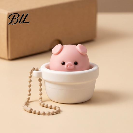 Portable Stress Reliever Potted Pig Clicker Toy with Bead Chain, Clicky Button Fidget Relief Gadget for Relief, Finger Backpacks School Bags