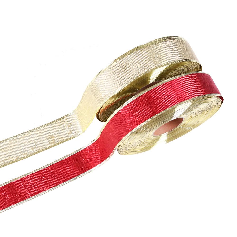 Meter 10 Beautiful Red Gold Christmas Ribbon For Charming Holiday Decorations Gift