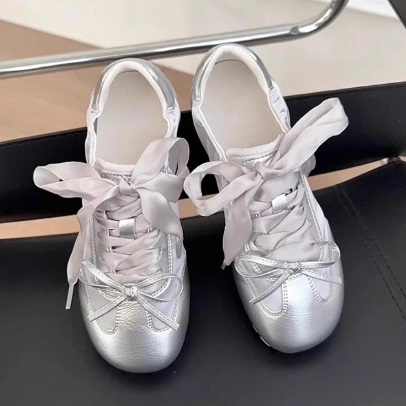 Fashion Women Flats Sneakers Designer Lace Up Bow Shoes 2025 Summer New Trend Casual Running Sport Shoes Walking Soft Sandalias De Mujer