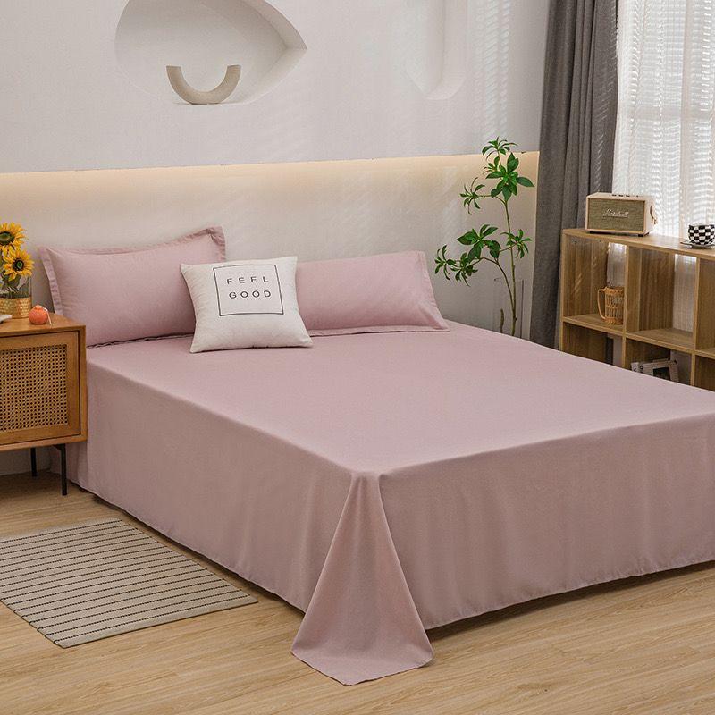 Aesthetic Cream Bed Sheet Korean INS Minimalist Macaron Pastel Bedding For Single Double Dormitory Bed