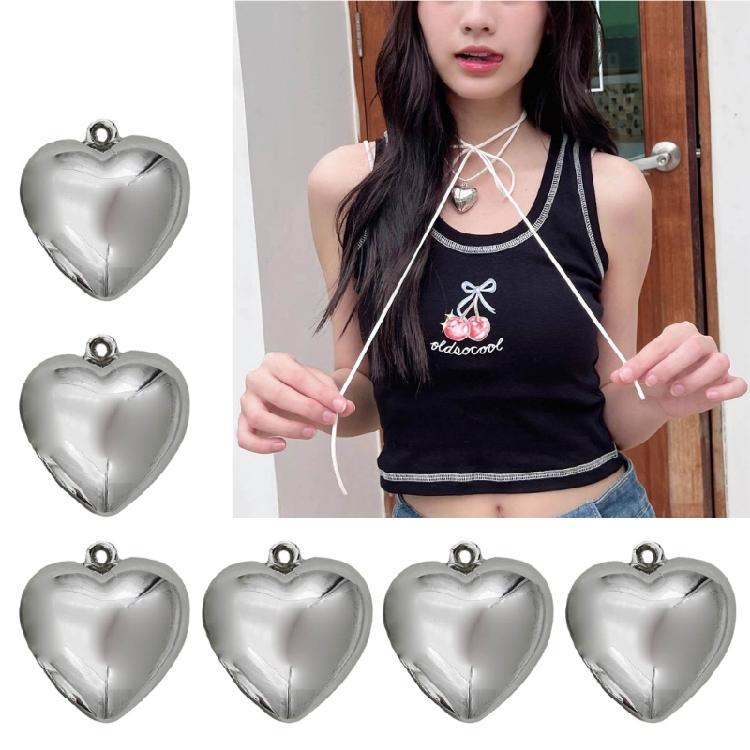 10 Pcs Heart Charm Pendants Plastic Beads Heart Charm for DIY Necklace Bracelet
