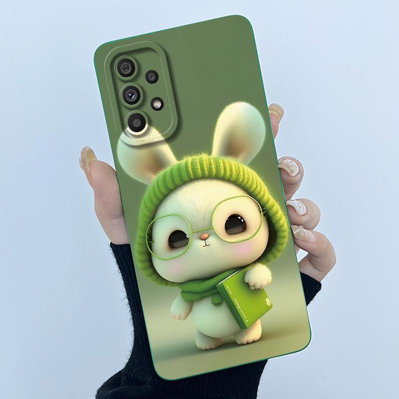 Shockproof Matte Case For Samsung Galaxy A32 A52 A52S A72 M52 5G Lovely Cartoon Liquid Silicone Camera Protective Bumper Cover