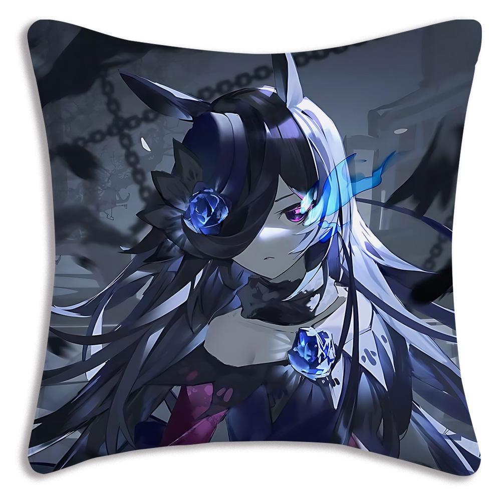 Anime Uma M-Musume Pretty Derby Pillow Covers Cartoon Sofa Decorative Home Double-sided Printing Short Plush Cute Cushion Cover