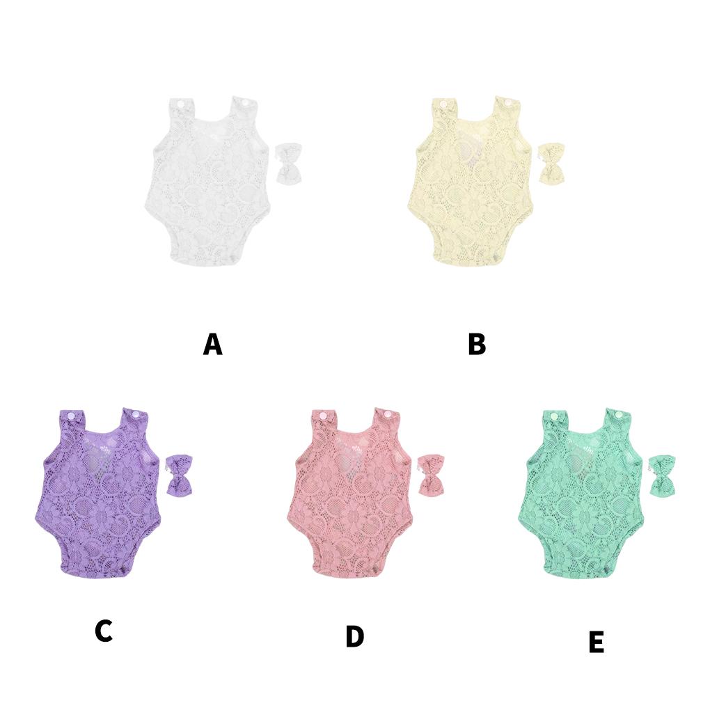 Newborn Photography Props Baby Cute Lace Outfit Headband Girl Children Solid Color Photo Costume Birth Accessory