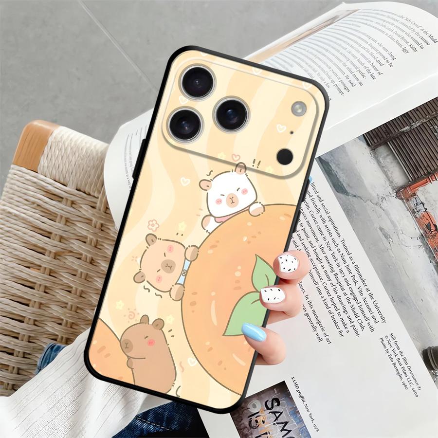 Black Soft Phone Cover Case for iPhone 13 12 11 17 Pro Max 7 8 15 16 14 Plus XS Max 17Air XR Cartoon Pufferfish