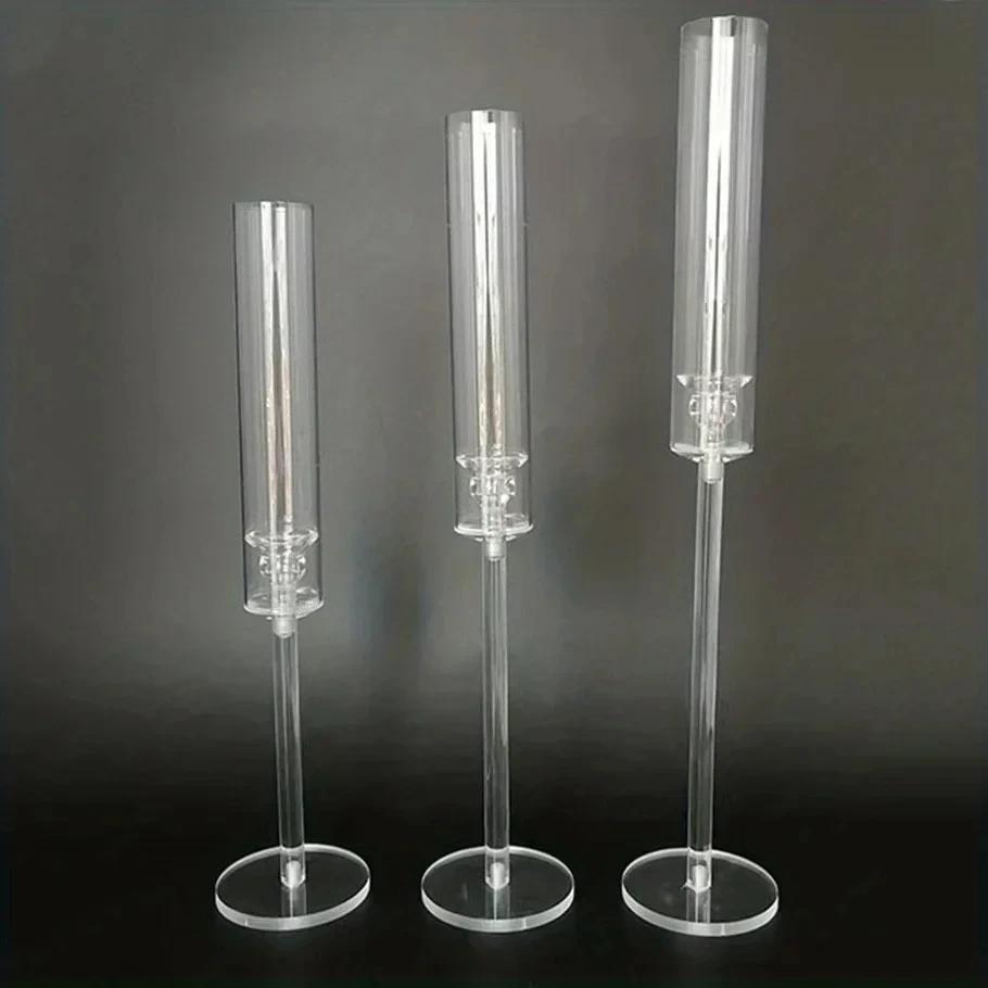 10set=30 Pcs Crystal Candle Holders Acrylic Candlestick Road Lead Candelabra CenterPieces Wedding Porps Christmas Deco