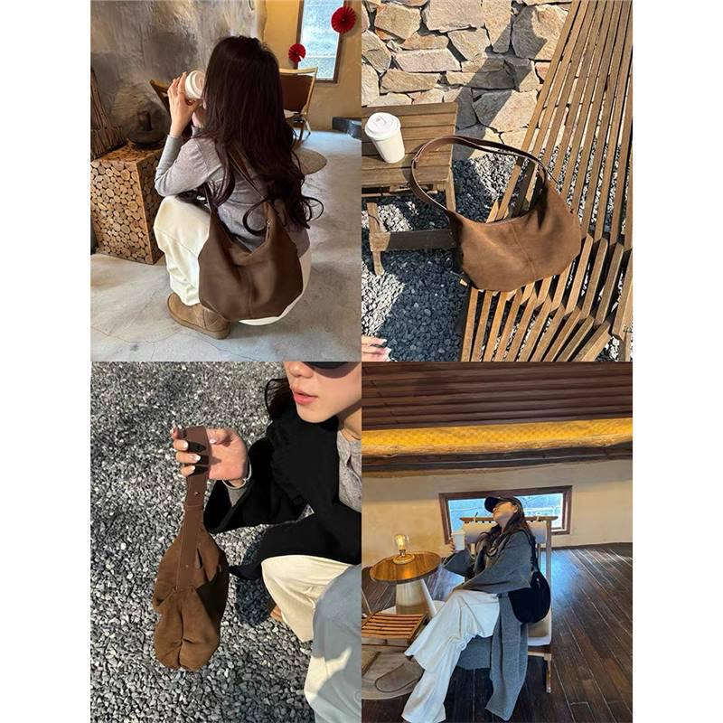 2025 Wildleder Knödelbeutel: Koreanische Retro Umhängetasche mit mattem Maillard-Design