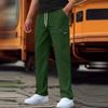 Men's Classic Outdoor Loose Casual Multi-pocket Work Pants, Youth Stretch Waist Straight Pants