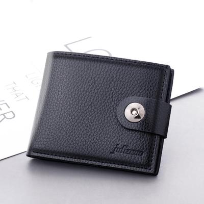 Men's Horizontal Leather Wallet with Magnetic Snap, Zipper, and Driver's License Holder
