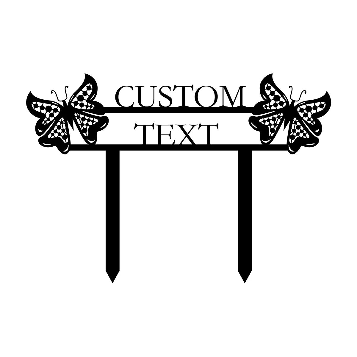 Metal Garden Decor Sign, Outdoor Yard Art, Personalized Garden Stake, Butterfly Metal Art, Flower Gift for Gardener