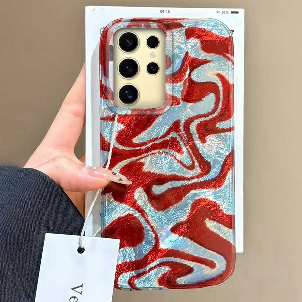 Capa de Celular Feminina INS Moda Listras de Onda Leopardo para Samsung Galaxy S25 S24 S23 S22 S21 S20 FE Plus Ultra Capa Shell