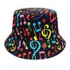 Fashion Musical Note Print Bucket Hat for Men Women Summer Travel Beach Sunscreen Panama Unisex Casual Decorate Fisherman Caps