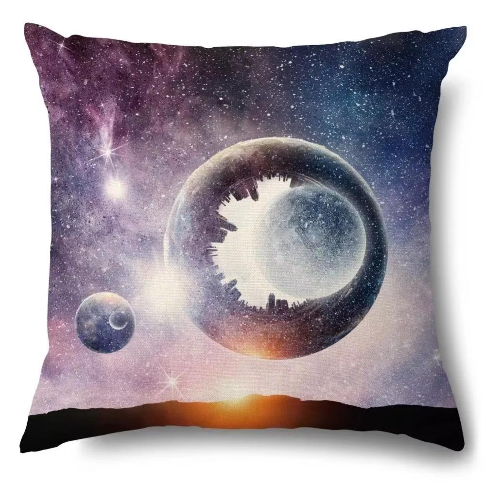 Luxury Home Decor Pillow Cover Living Room Sofa Cushion Cover Blue Planet Astronaut Pattern Cushion Cover