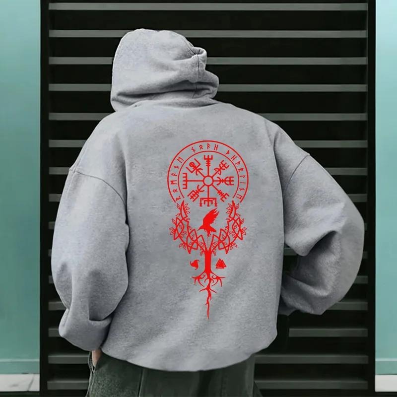 2025 New Trendy Men's Hooded Sweatshirt Ancient Art Print Sweatshirt Autumn Winter Casual Sporty Hoodie Male Fashion Coat