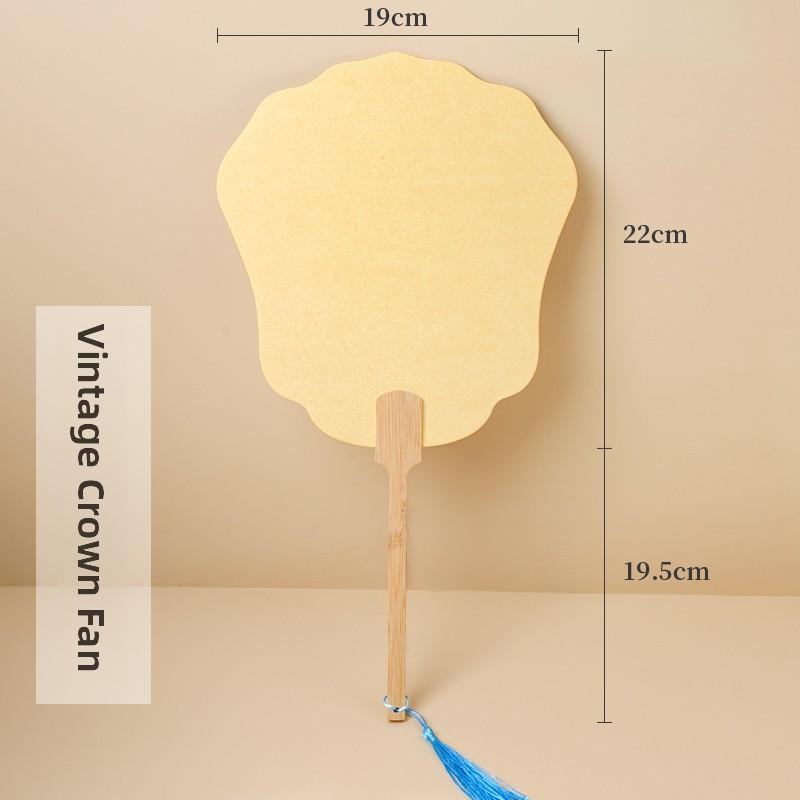 Thiened Blank Xuan Paper Calliaphy Fan DIY Material Kit Hand-Painted Cultural Creative Fan round ape Bamboo Frame