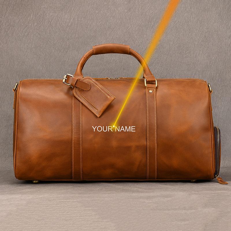 Fashion Vintage Leather Travel Hand Luggages Men's Duffle Handbags Travelling Business Tote Bag Brand Designer Bag For Men Gift