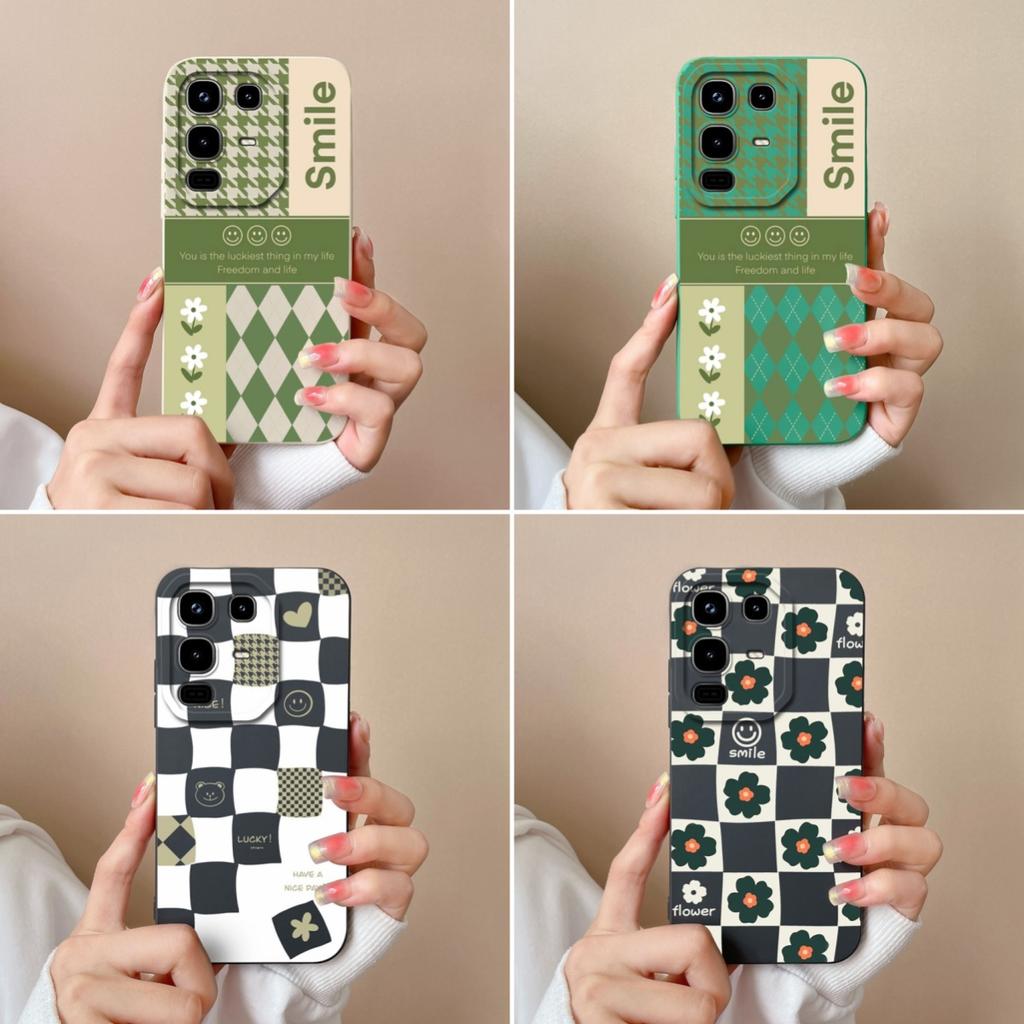 Cover Case For Infinix Note 50 Pro Plus 50S 50X Beautiful Plaid Pattern Soft Liquid Silicone High Quality Screen Protector For Infinix Anti Fall Shell