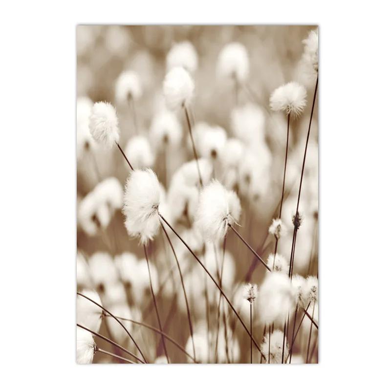 Beige Gras Blume Reed Leinwand Malerei Herbst Landschaft Eichhörnchen Schafe Wand Kunst Drucke Nordic Poster Bild Wohnzimmer Dekor