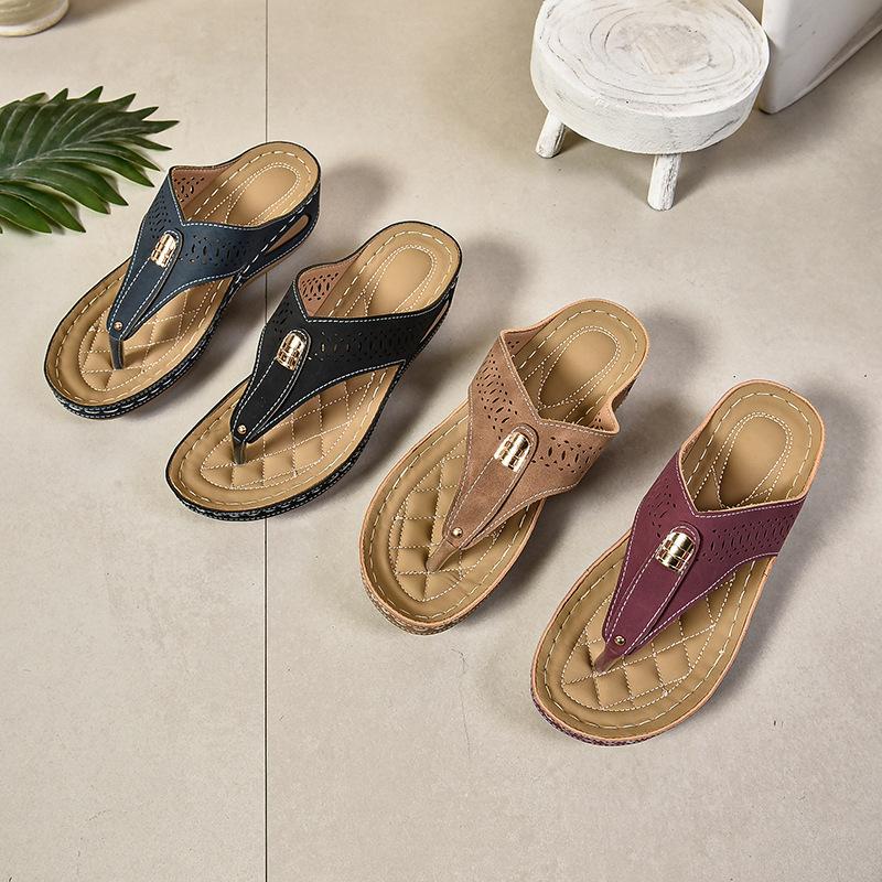 Wedge heel women's sandals new toe drag women's shoes beach shoes