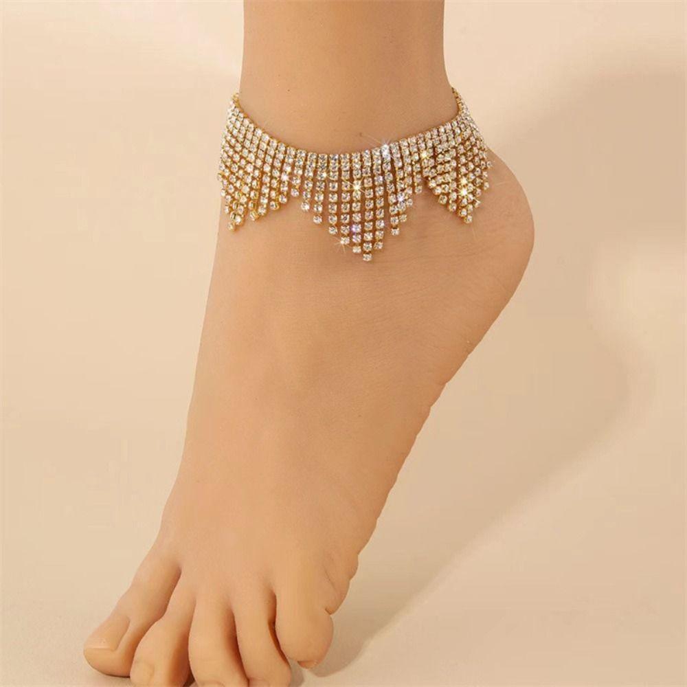 

Rhinestone Feet Chain Tassel Ankle Bracelet Fashion Anklets Chain Beach