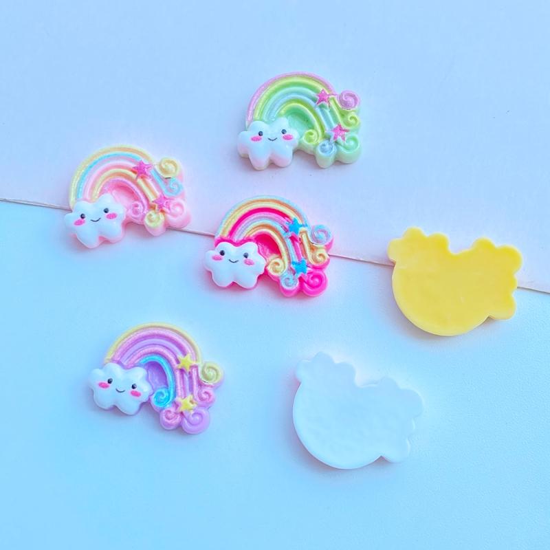 20Pcs New Cute Mini 16*21mm Rainbow Series Flat Back Resin Cabochons Scrapbooking DIY Jewelry Craft Decoration Accessorie