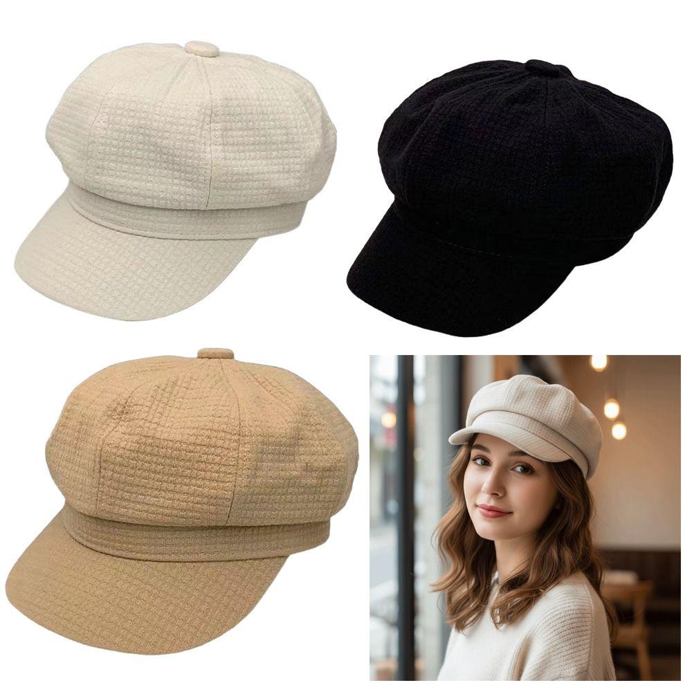 Winter Accessories Newsboy Hat Octagonal Buckets Hat High-rise Style Women Berets  Female Wear