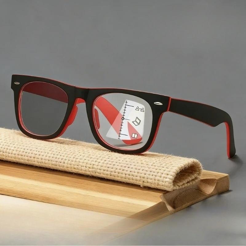 Modische quadratische Rahmen Mehrstärken Photochrome Blaulichtblockierende Presbyopie Brille Unisex Retro Übergroße Lesebrille