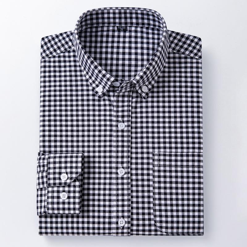

S - 6XL 100% Cotton Classic Stripes Plaid Shirts Men Long Sleeves Casual Soft Cozy Men Shirt Long Sleeve Pocket Male Clothess 45
