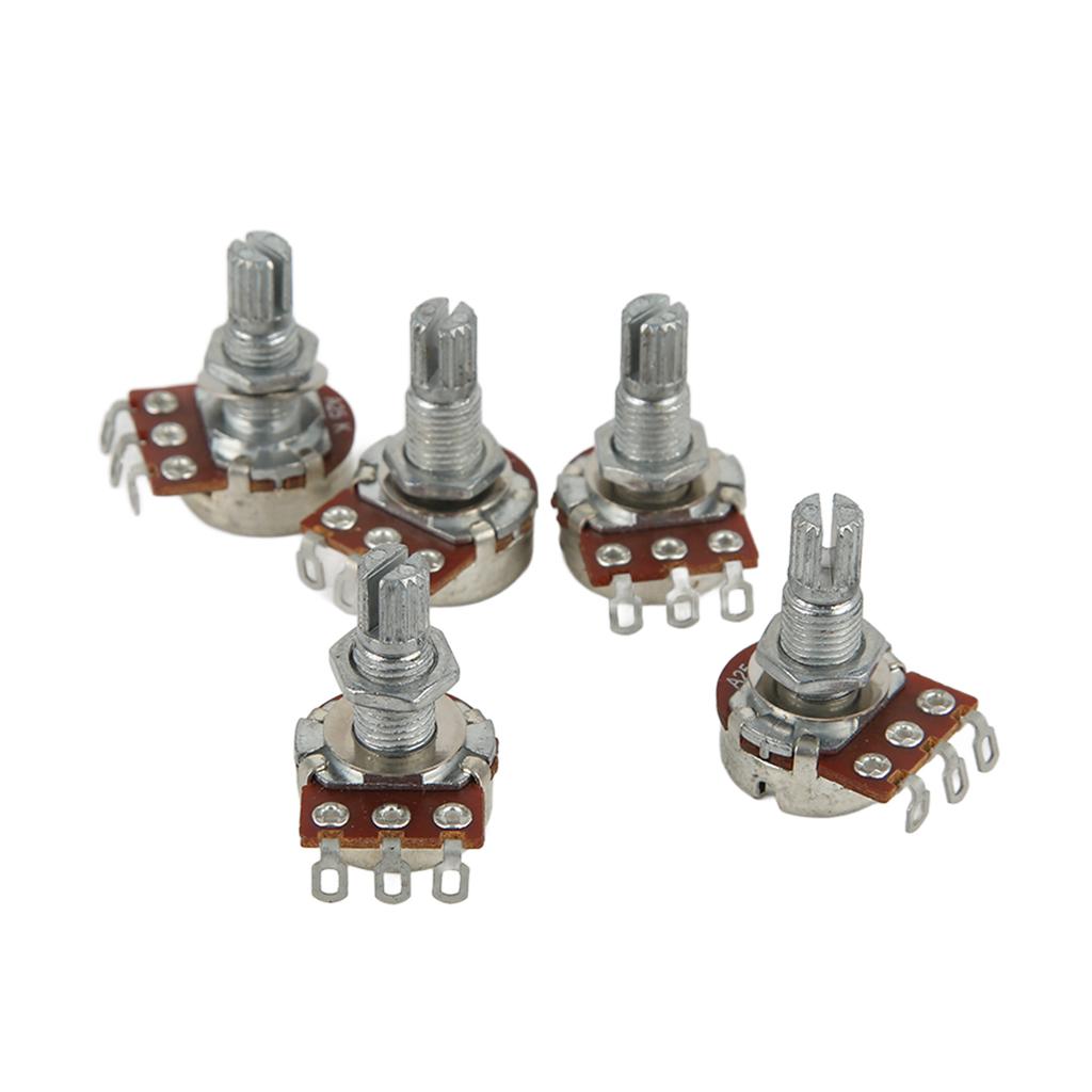 5 szt. Potencjometr gitarowy Metalowy Długi Ryflowany Dzielony Wałek Potencjometry Audio Akcesoria Gitarowe
