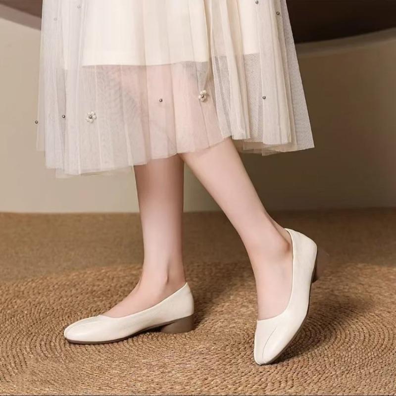 Single Shoe Women's New Soft Leather Flat Shoes, Large Size, Soft Sole Shoes