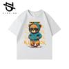 2026 Summer Boys Baby Cotton T-shirts Cool Cartoon Bear Graphic Tees Cute Children Clothes Daily Casual Black Sports Top