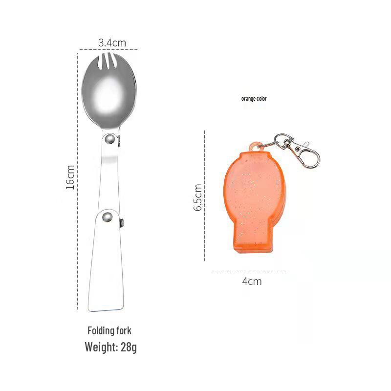 304 Stainless Steel 3-Fold Portable Spoon-Fork for Outdoor Use