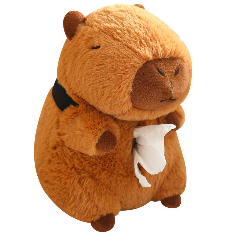 Capybara Plush Car Armrest Tissue Box - Cute, Creative, Multifunctional Pull-Out & Hanging Design