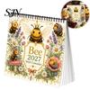 Holiday Gift for Bee Lovers 2027 Themed Desktop Calendar, Spiral Binding And Thickened Calendar Paper Planner, Decorative Monthly Agenda Daily