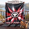 Flannel Blanket Wolverhampton Wanderers Football Print Custom Name Text Soft Throw for Sofa Bed