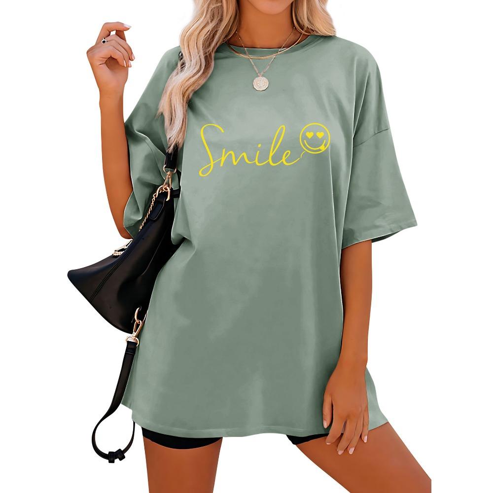 

Женская свободная футболка с коротким рукавом и круглым вырезом, напечатанная буквами XXL зелёный