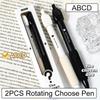 2PCS Fun Rotating Choose Pen ABCD Select Ballpoint Gel Pen Rotating Answer Pen  Stationery Toys