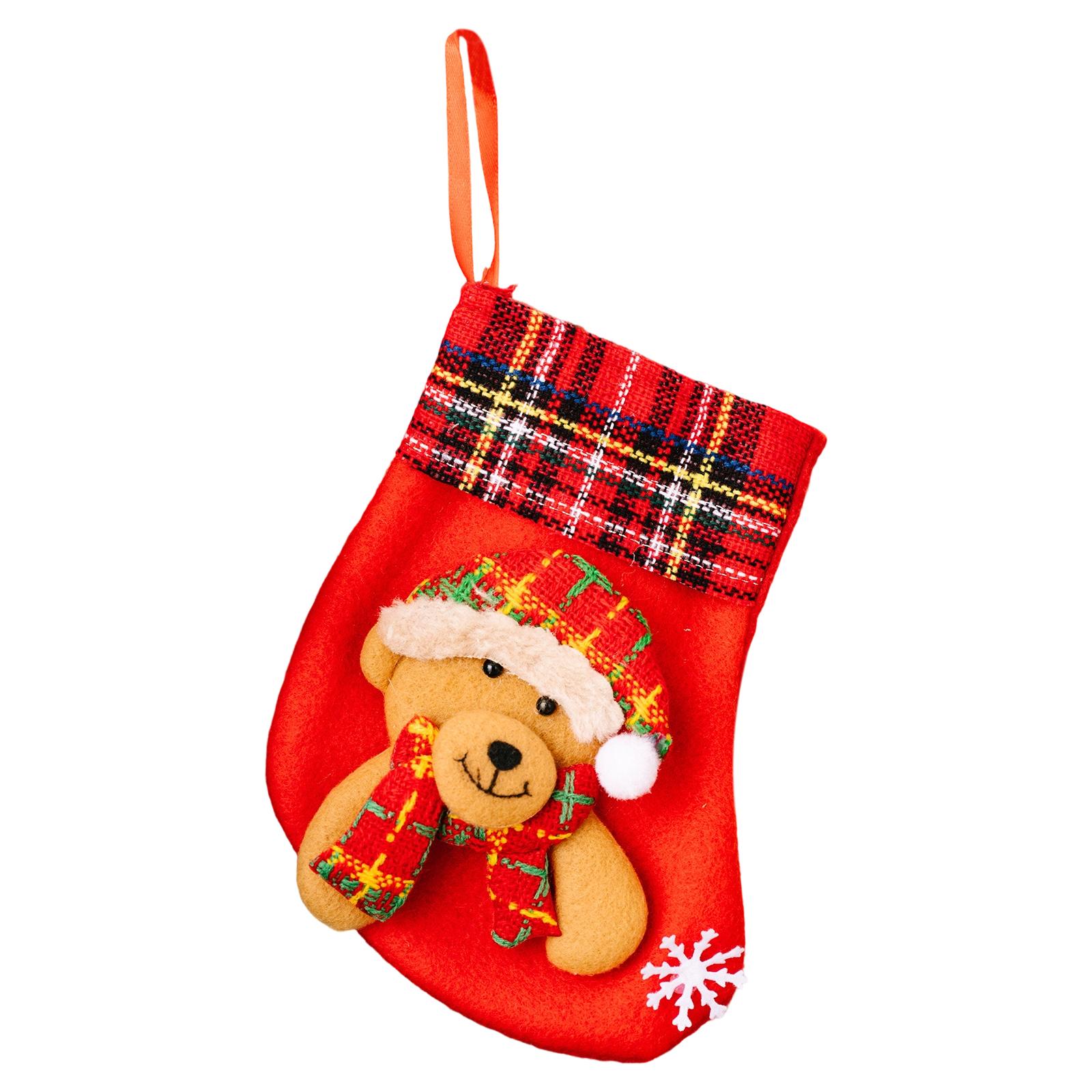 

Christmas Socks Gift Bag Small Candy Decorations Gift Bag Christmas Snowman Deer Old Man Socks Pendant One Size